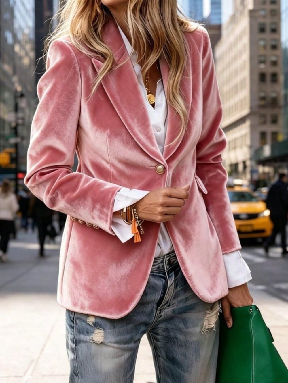 Pink Elegant,Casual Women's Velvet Elegant Slimming Small Suit Coat